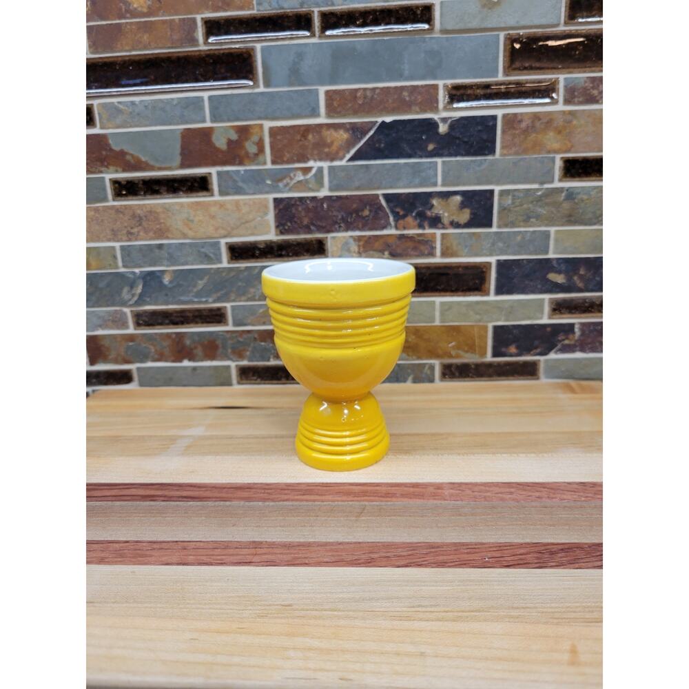 Vintage Hankscraft Yellow Double Egg Cup Mid Century Art Deco
